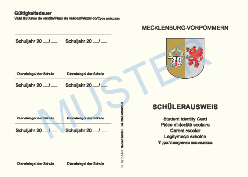 Schülerausweis Mecklenburg-Vorpommern (6-sprachig)