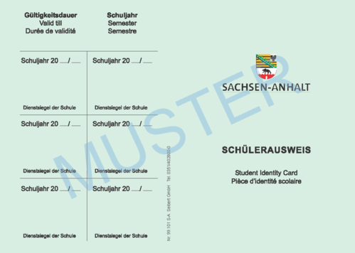 Schülerausweis Sachsen-Anhalt (3-sprachig)