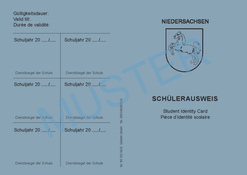 Schülerausweis Niedersachsen -  NEOBOND blau